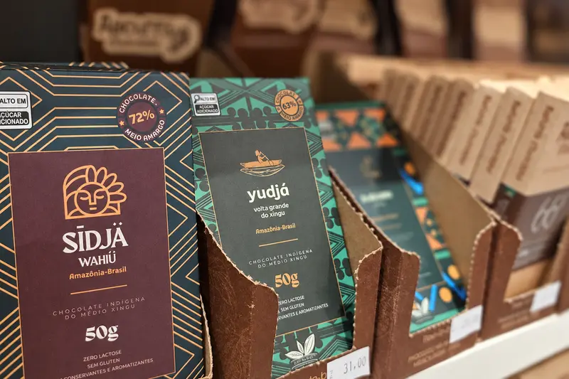 Seleção de chocolates de origem na Terra Madre